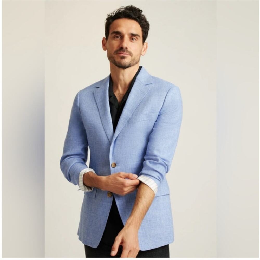 BONOBOS Jetsetter Italian Linen Blazer Light Blue Sportscoat Men's 42S